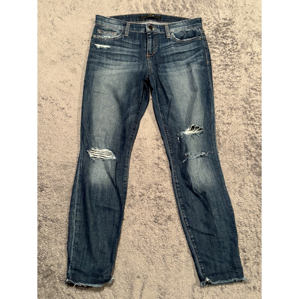 Joes Jeans Womens 28 Skinny Blue Mid Rise 5-Pocket Raw Hem Distressed